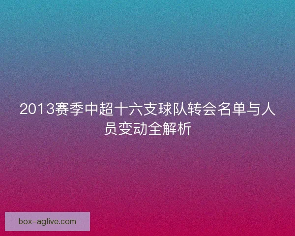 2013赛季中超十六支球队转会名单与人员变动全解析